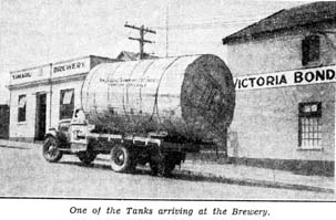 One of the Tanks arriving at the Brewery